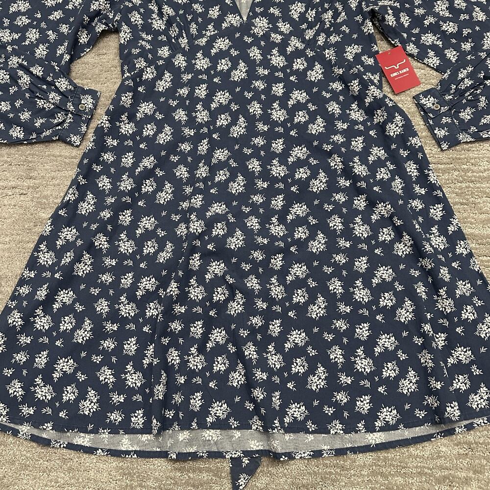 Kimes Ranch Dress Womens XXL Blue Georgina Floral V Neck Belted Western - Picture 3 of 16